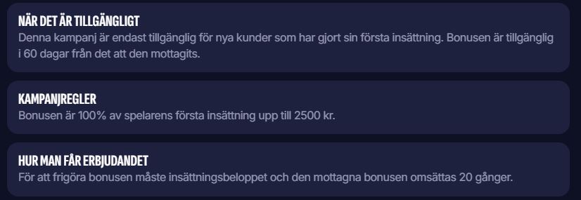 Läs bonusvillkor och omsättningskrav på Swiper casino