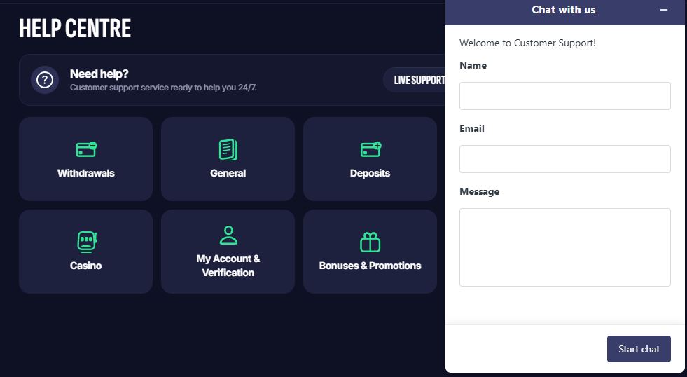 Kontakta kundsupport via livechatt för omedelbar hjälp