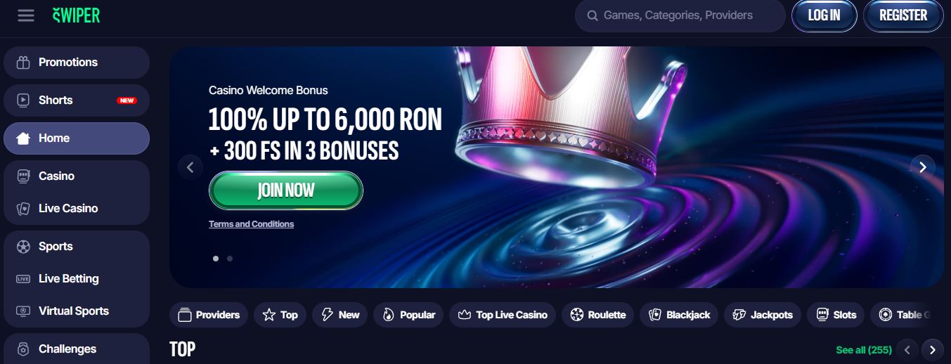 Välkomstbonus på Swiper Casino med 6000 RON och free spins